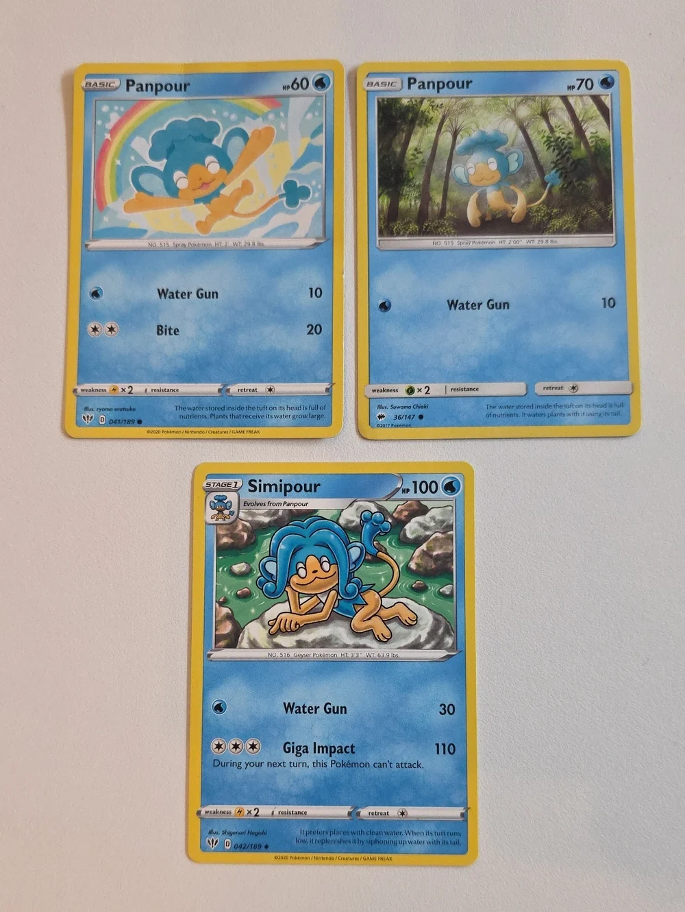 Pokemon Panpour And Simipour Cards